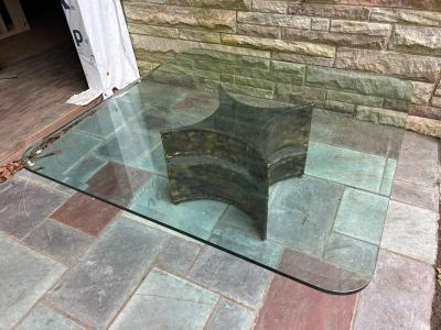 Silas Seandel Stunning Silas Seandel Brutalist Mixed Metal Coffee Table Mid Century