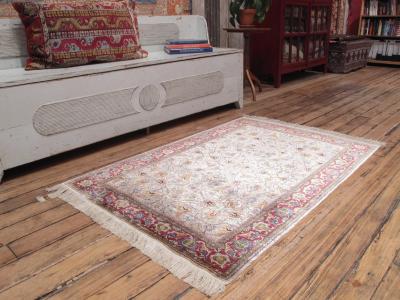Silk Hereke Rug with Metal Brocading