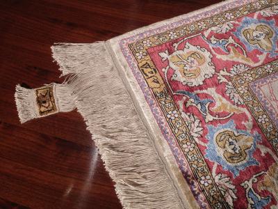 Silk Hereke Rug with Metal Brocading