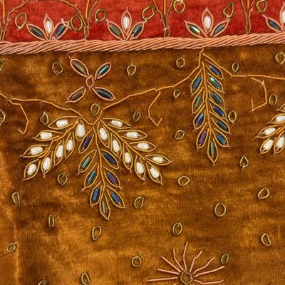 Silk Velvet Bordered Pattern Bed Cover 99x117 India