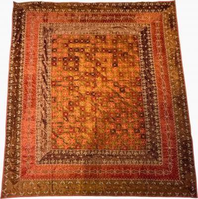 Silk Velvet Bordered Pattern Bed Cover 99x117 India