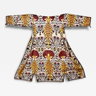 Silk Woven Ikat Kaftan Robe Central Asia