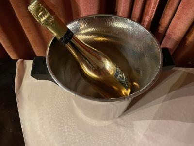 Silver Champagne Cooler with Ebony Black Handles