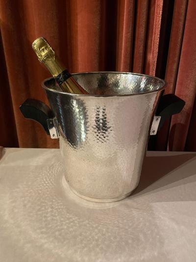 Silver Champagne Cooler with Ebony Black Handles