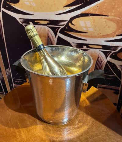 Silver Champagne Cooler with Ebony Black Handles