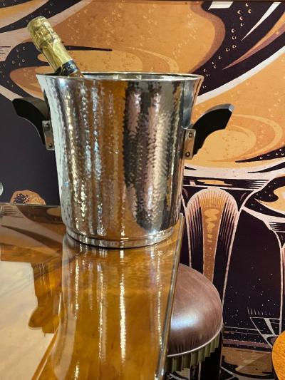 Silver Champagne Cooler with Ebony Black Handles