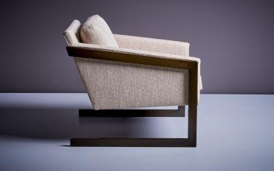 Silver Craft Pair of Silver Craft Cantilever Bronze Lounge Chairs in beige USA 1970s