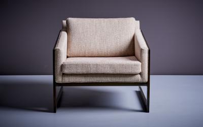 Silver Craft Pair of Silver Craft Cantilever Bronze Lounge Chairs in beige USA 1970s