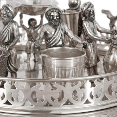 Silver Jewish multi tiered Passover Seder tray