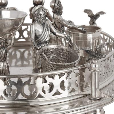 Silver Jewish multi tiered Passover Seder tray
