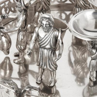 Silver Jewish multi tiered Passover Seder tray