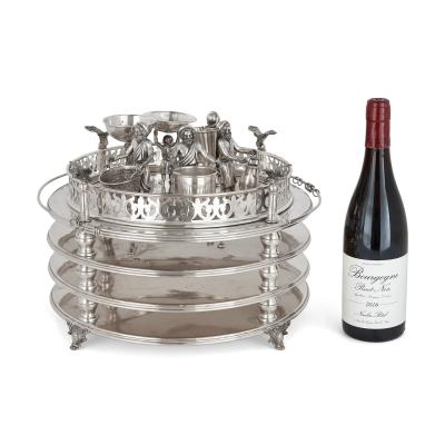 Silver Jewish multi tiered Passover Seder tray