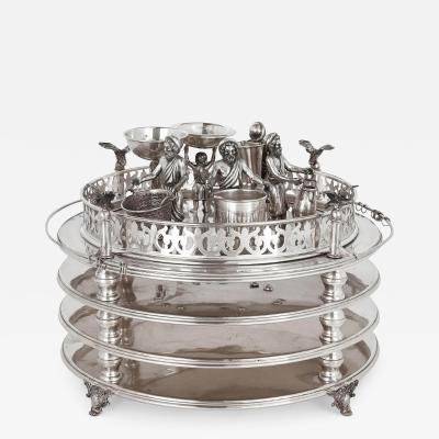 Silver Jewish multi tiered Passover Seder tray