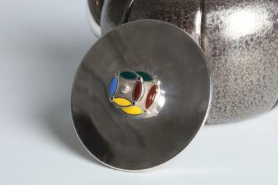 Silver Kettle with Enamel 1920s