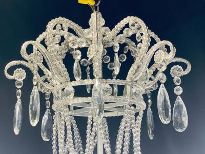 Silver Leaf Iron Chandelier with fine Crystal Bead and Pendant Decoration