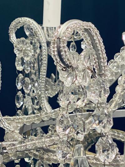 Silver Leaf Iron Chandelier with fine Crystal Bead and Pendant Decoration