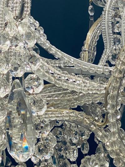 Silver Leaf Iron Chandelier with fine Crystal Bead and Pendant Decoration