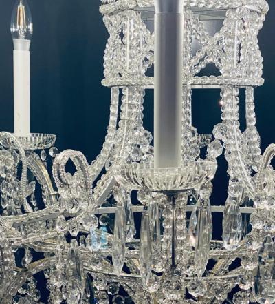 Silver Leaf Iron Chandelier with fine Crystal Bead and Pendant Decoration