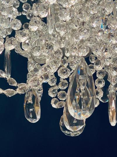 Silver Leaf Iron Chandelier with fine Crystal Bead and Pendant Decoration