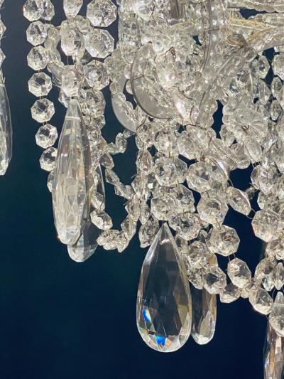 Silver Leaf Iron Chandelier with fine Crystal Bead and Pendant Decoration