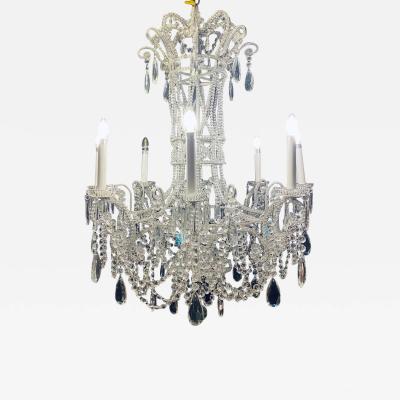 Silver Leaf Iron Chandelier with fine Crystal Bead and Pendant Decoration