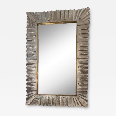 Silver Murano Glass and Brass Mirror