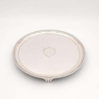 Silver Plate English Salver in Georgian Style circa 1900