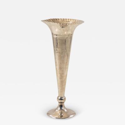 Silver Plate Footed Vase with Scalloped Lip 2010s India