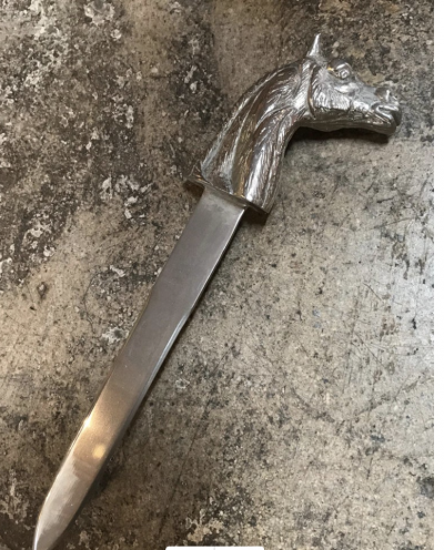 Silver Plated Equestrian Horse Head Letter Opener Italy 1970s