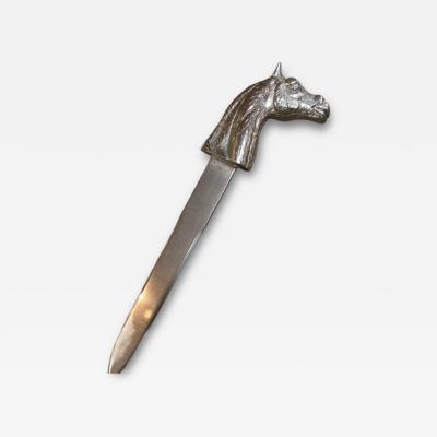 Silver Plated Equestrian Horse Head Letter Opener Italy 1970s