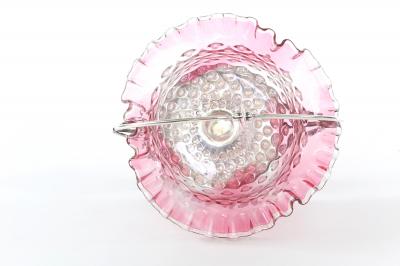 Silver Plated Framed Pink Crystal Brides Basket