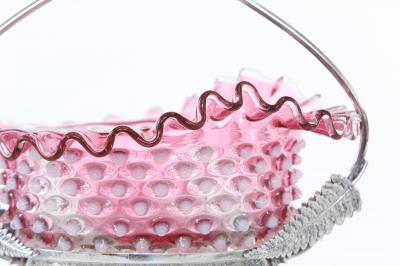 Silver Plated Framed Pink Crystal Brides Basket