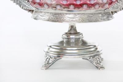 Silver Plated Framed Pink Crystal Brides Basket