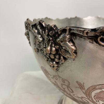 Silver Plated Grape Motif Champagne Punch Bowl