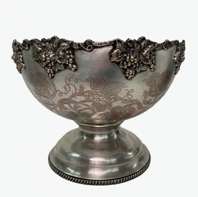 Silver Plated Grape Motif Champagne Punch Bowl