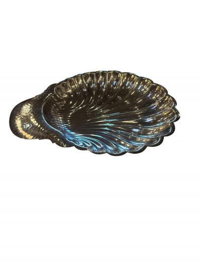Silver Plated Shell Centerpiece Bowl with Hammered Handle 1970s