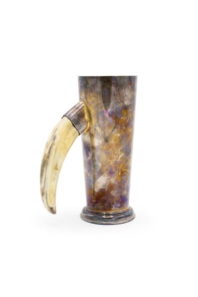 Silver Plated Tankard with Boar Tusk Handle