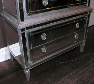 Silver Trim Mirrored Highboy