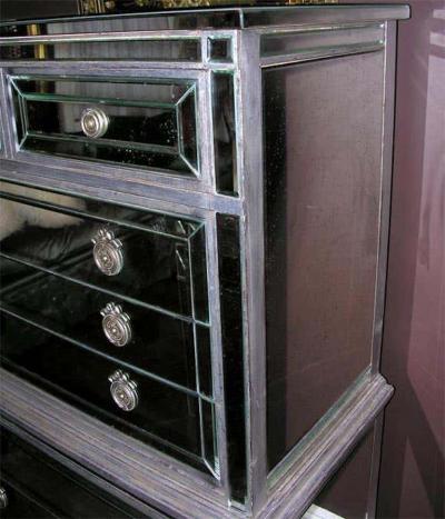 Silver Trim Mirrored Highboy