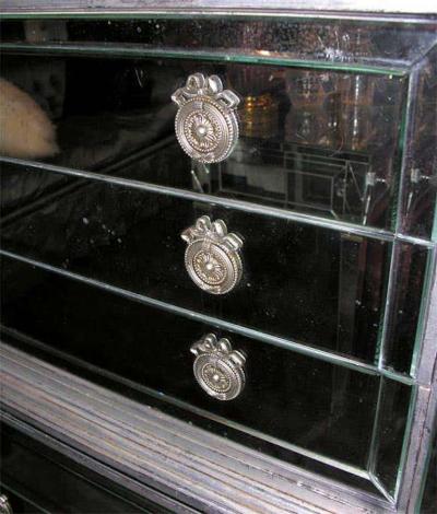 Silver Trim Mirrored Highboy