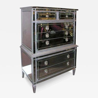 Silver Trim Mirrored Highboy