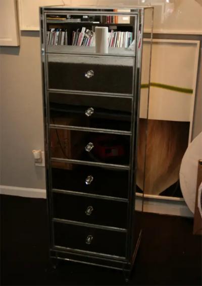 Silver Trim Mirrored Semainier