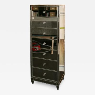 Silver Trim Mirrored Semainier
