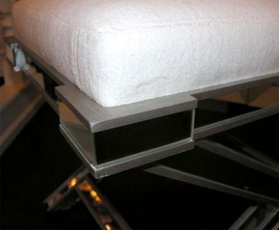 Silver Trim Mirrored X Band Bench with White Velour Top