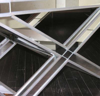 Silver Trim Mirrored X Band Bench with White Velour Top