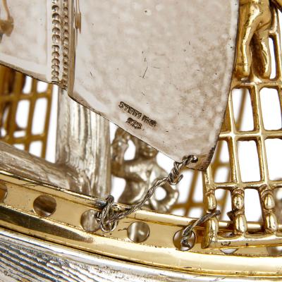 Silver and silver gilt nef sailing ship