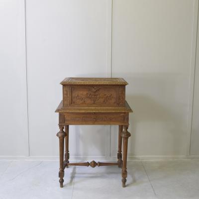 Silver cutlery set with carved wooden box silversmith A Cesa S C 