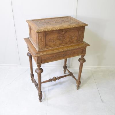 Silver cutlery set with carved wooden box silversmith A Cesa S C 