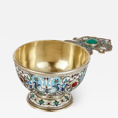 Silver gilt bejewelled cloisonn enamel Russian charka