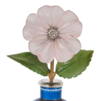 Silver gilt enamel diamond and semi precious stone flower model